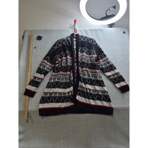 Merona Cardigan Sweater Womens XL Multicolor Striped Tight Knit Open Front